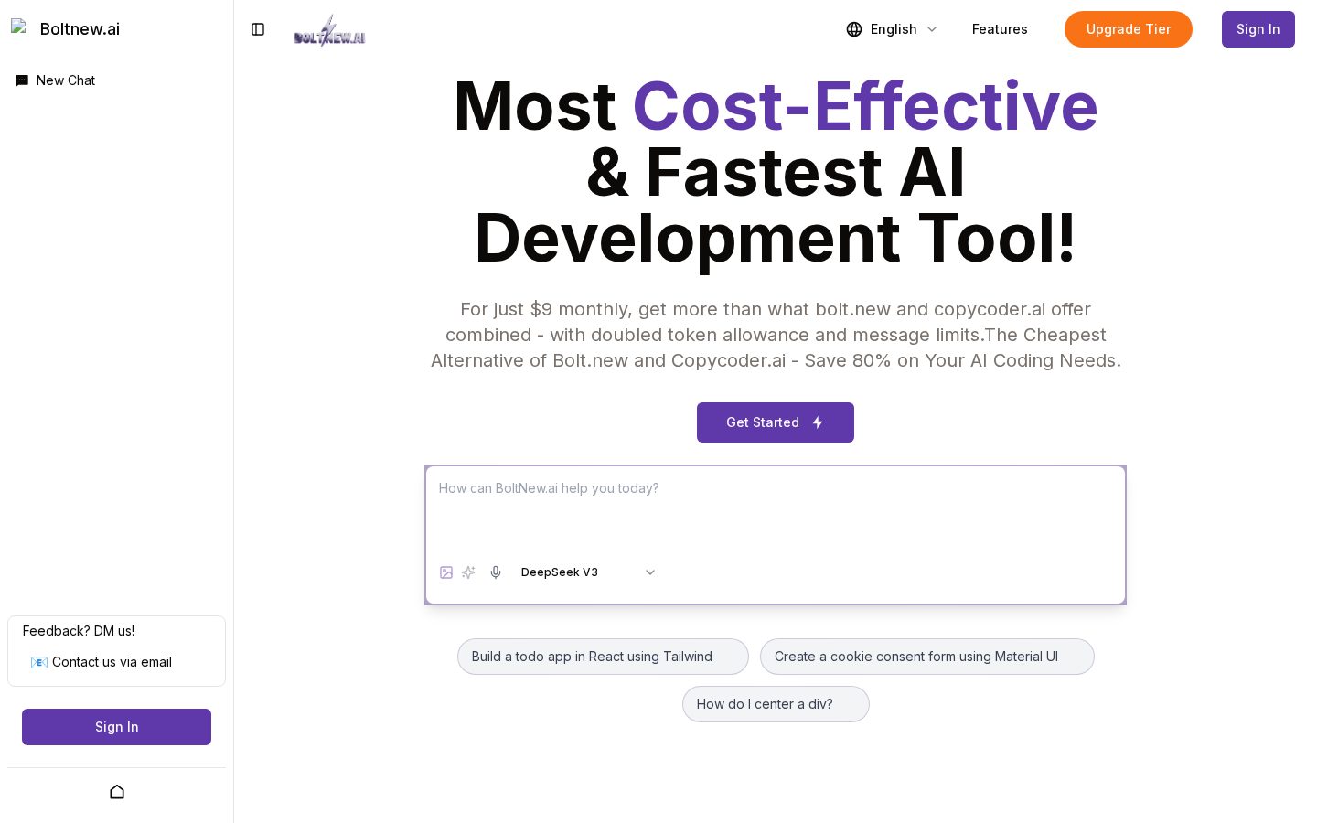 Bolt.new Homepage