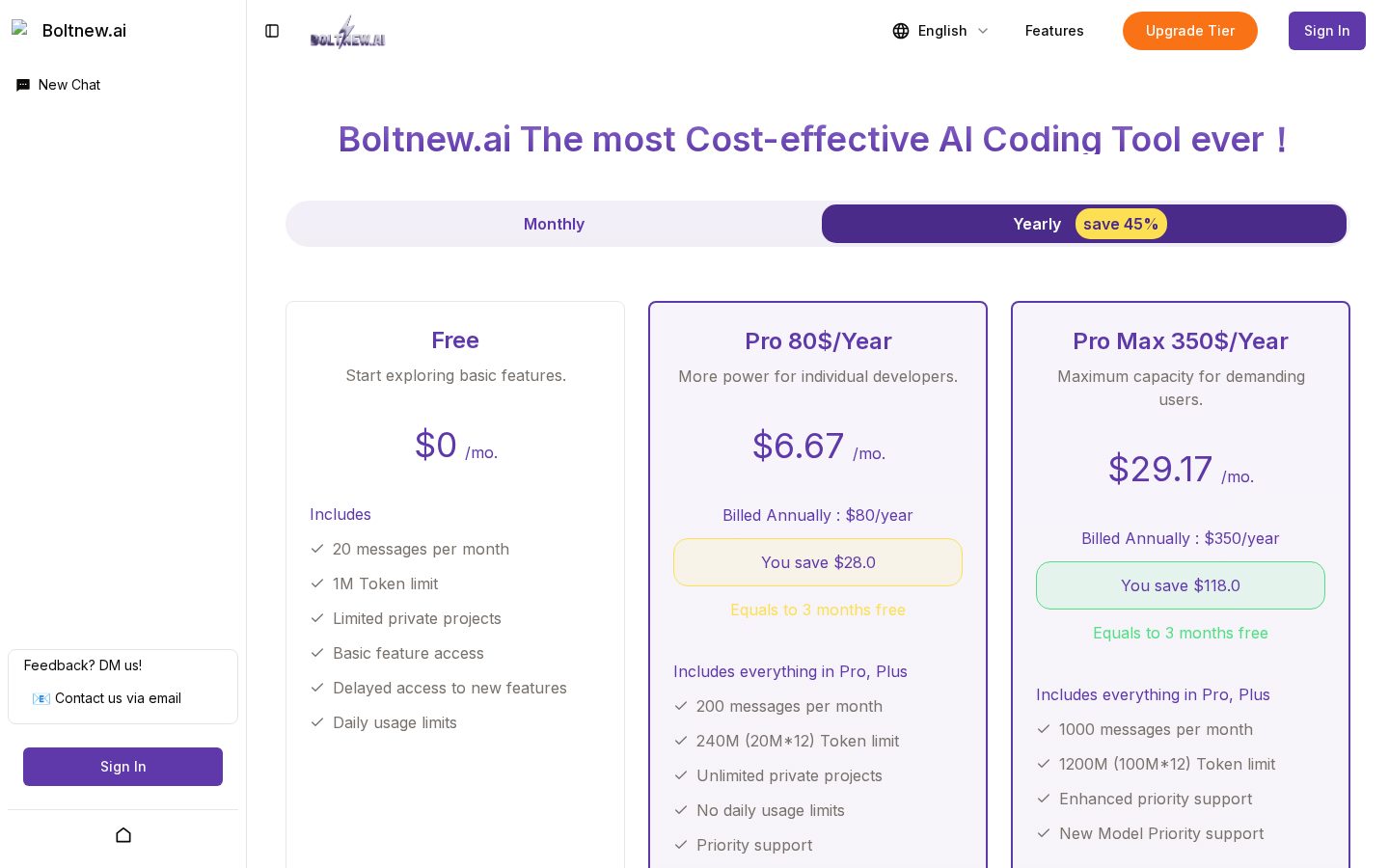 Bolt.new Pricing