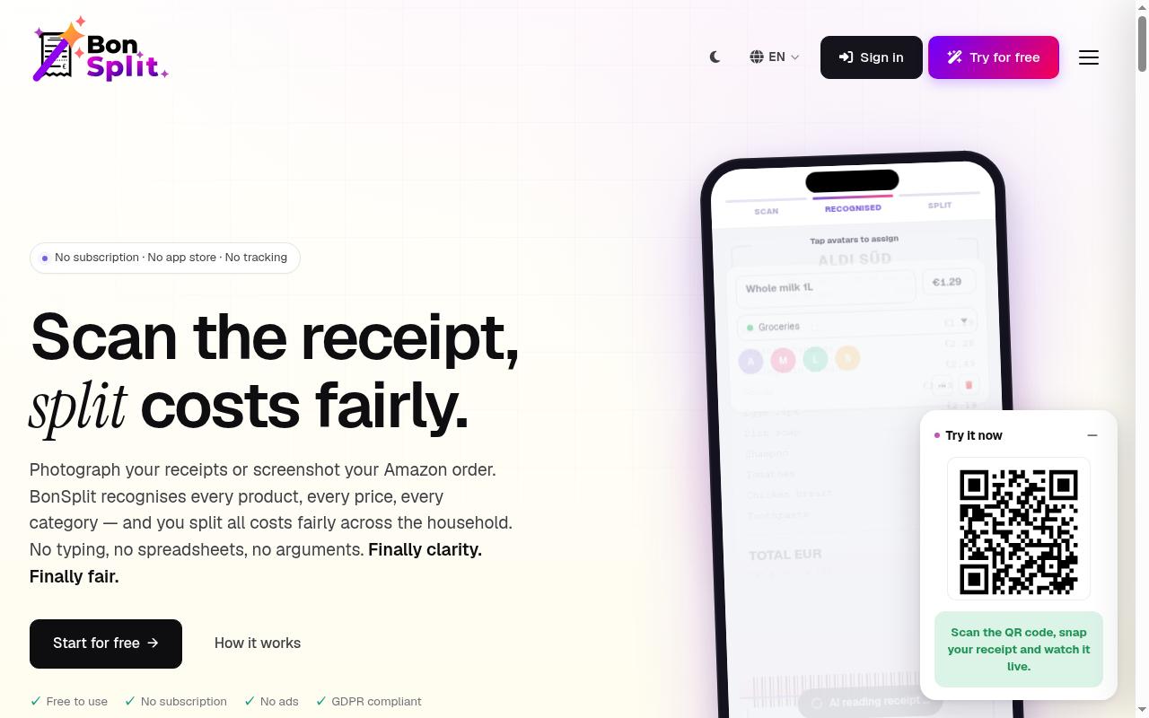 BonSplit Homepage