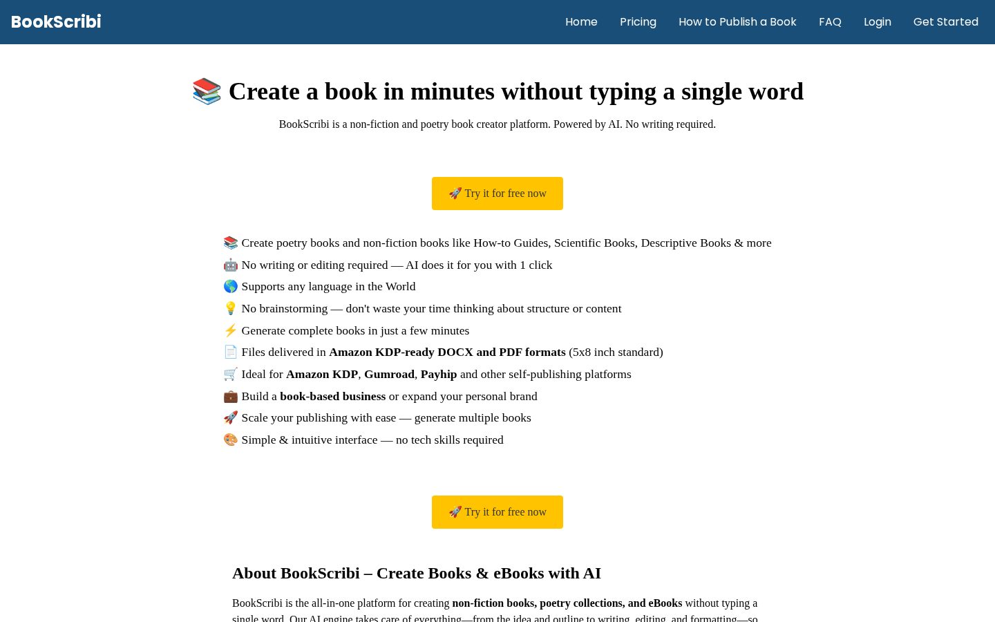 BookScribi Homepage