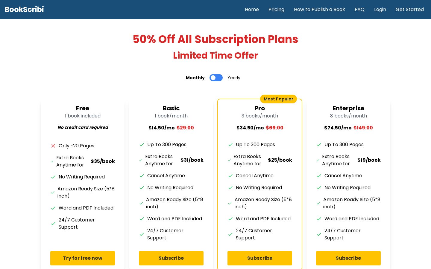 BookScribi Pricing