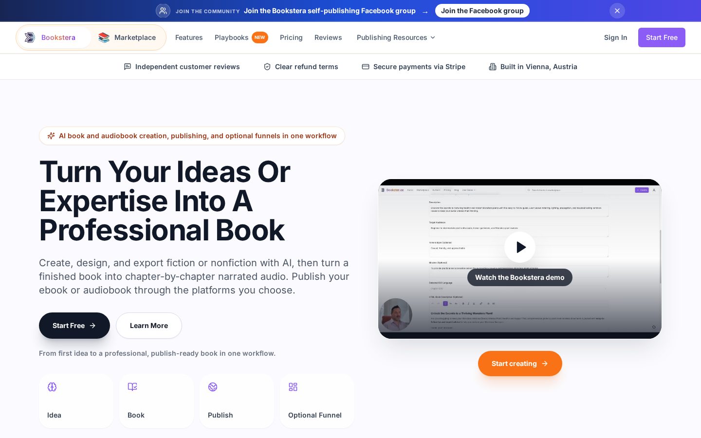 Bookstera Homepage