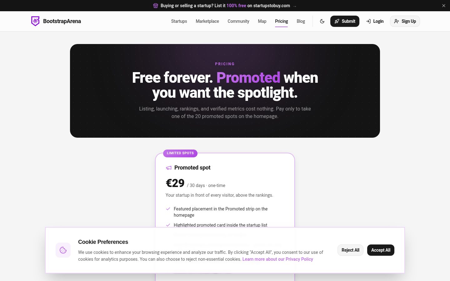 BootstrapArena Pricing