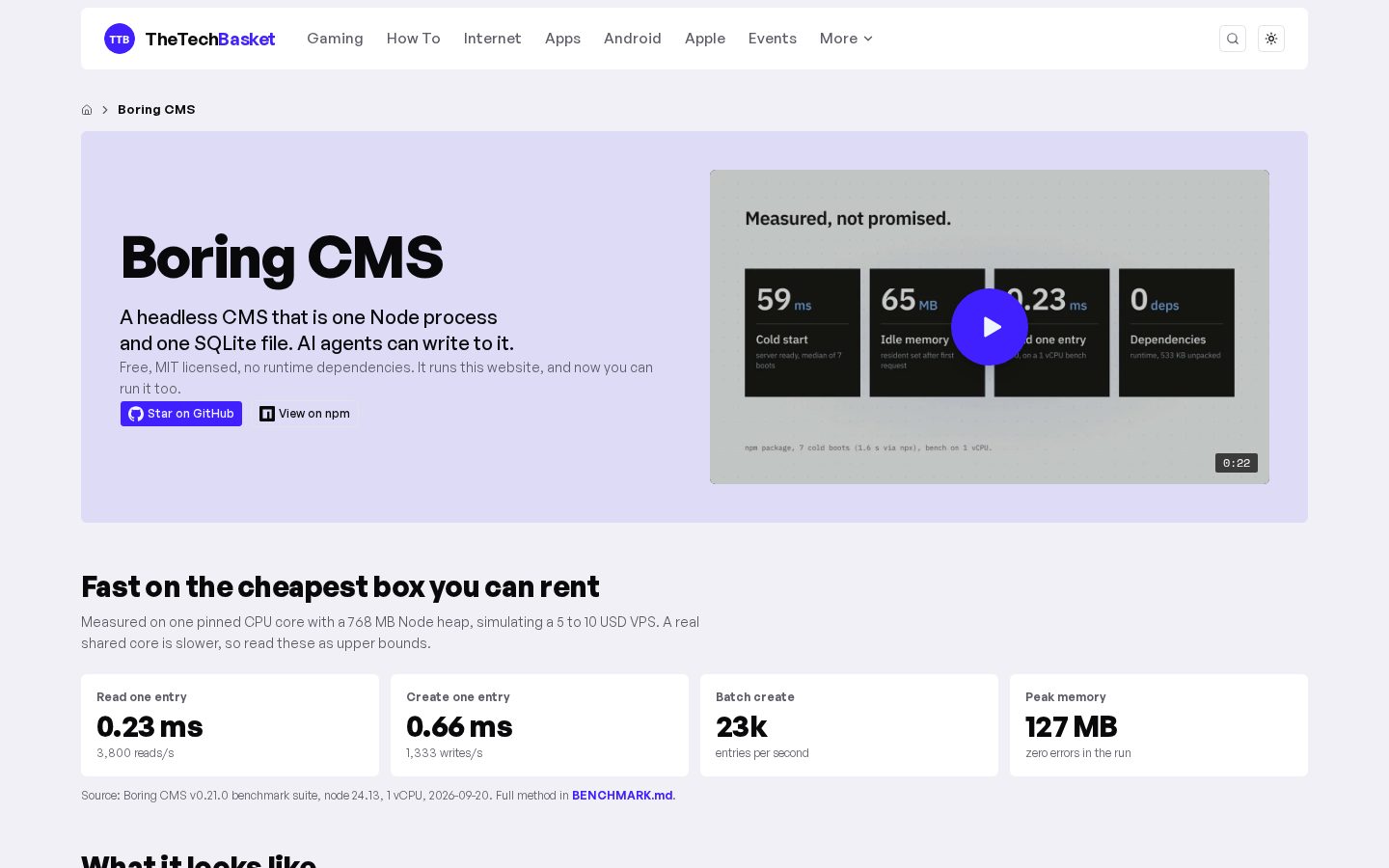 Boring CMS Homepage