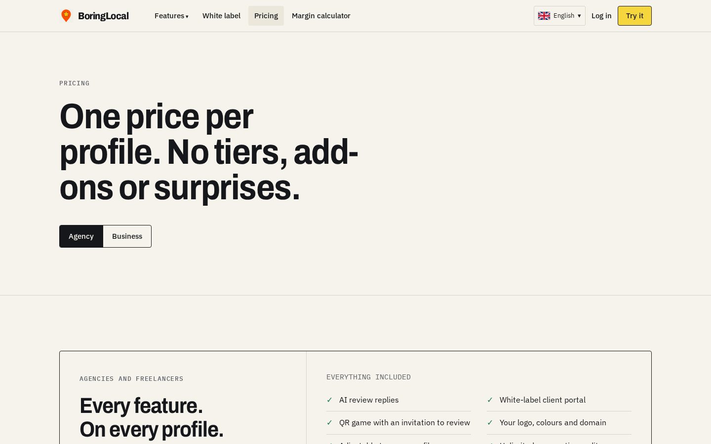 Boring Local Pricing