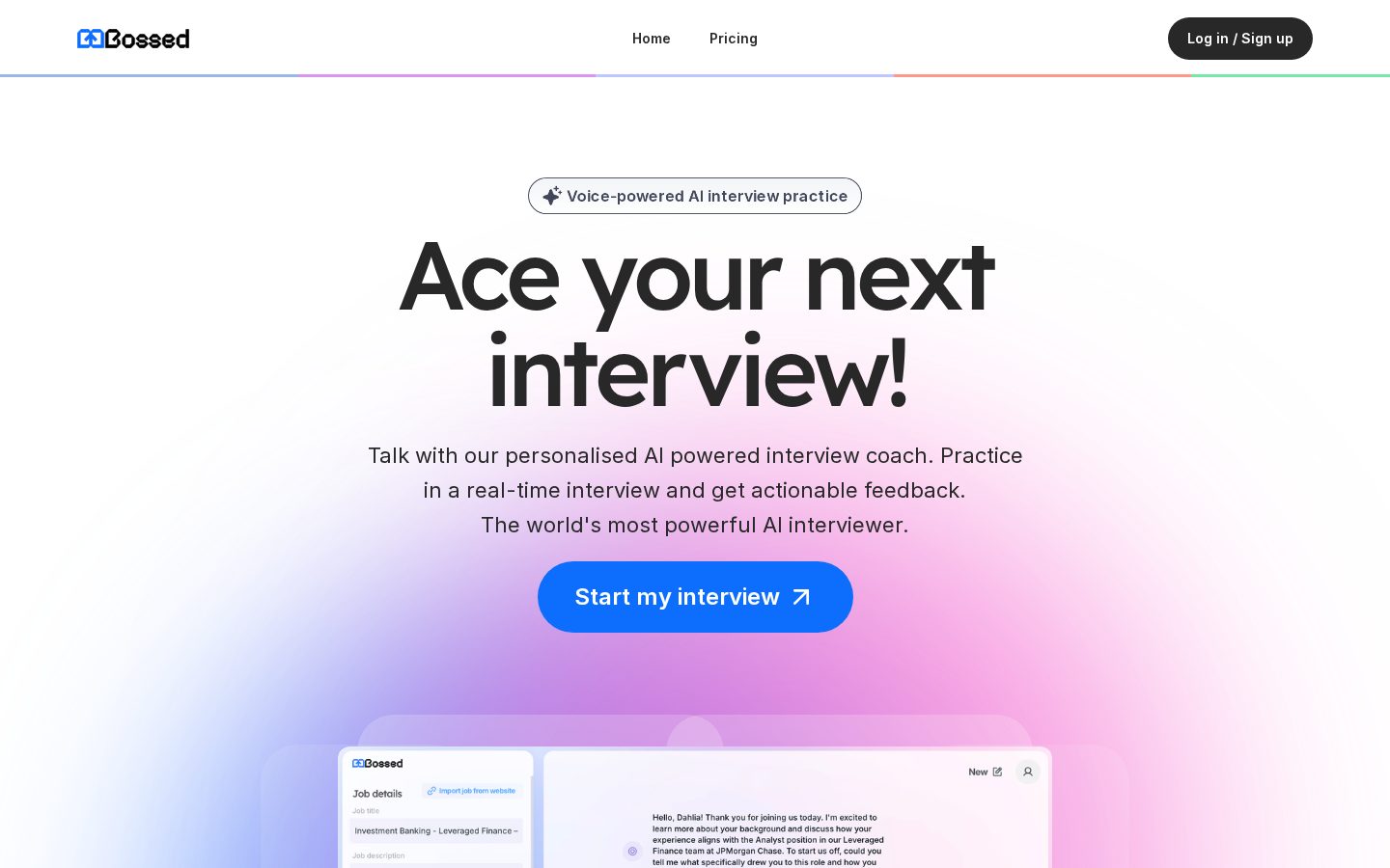 Bossed AI Homepage