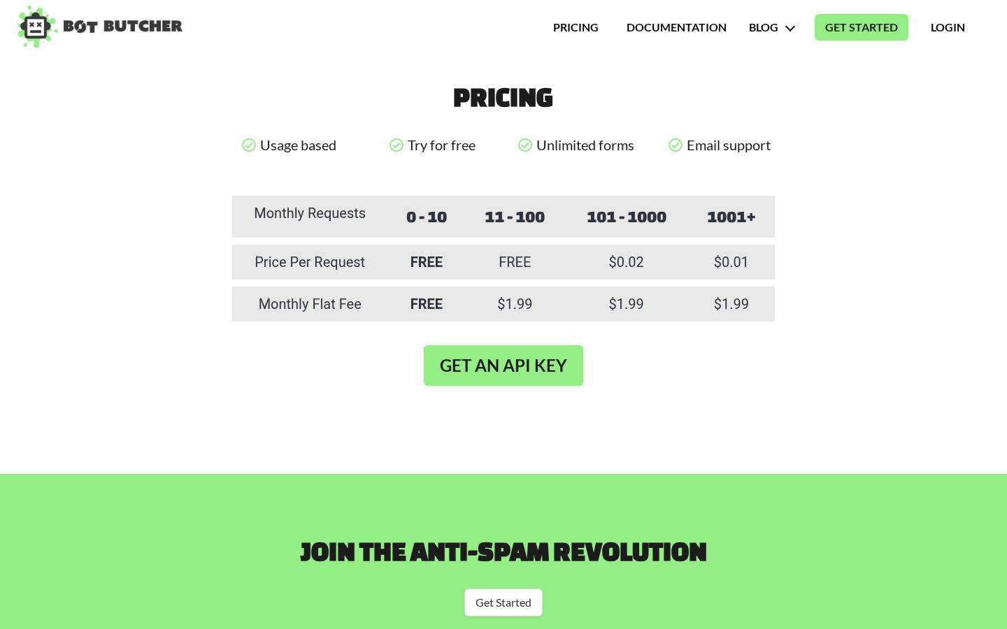 Bot Butcher Pricing
