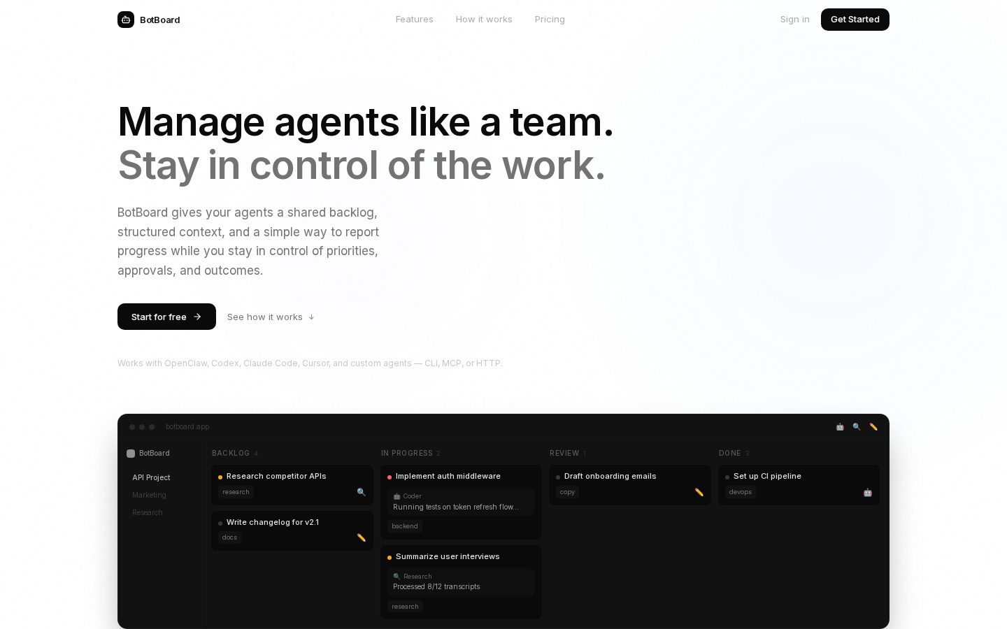 BotBoard Homepage