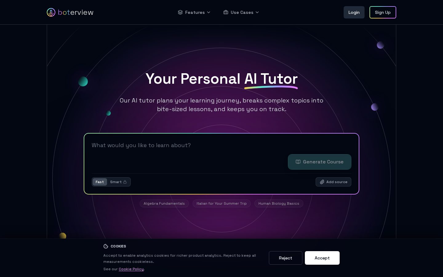 boterview AI Tutor Homepage