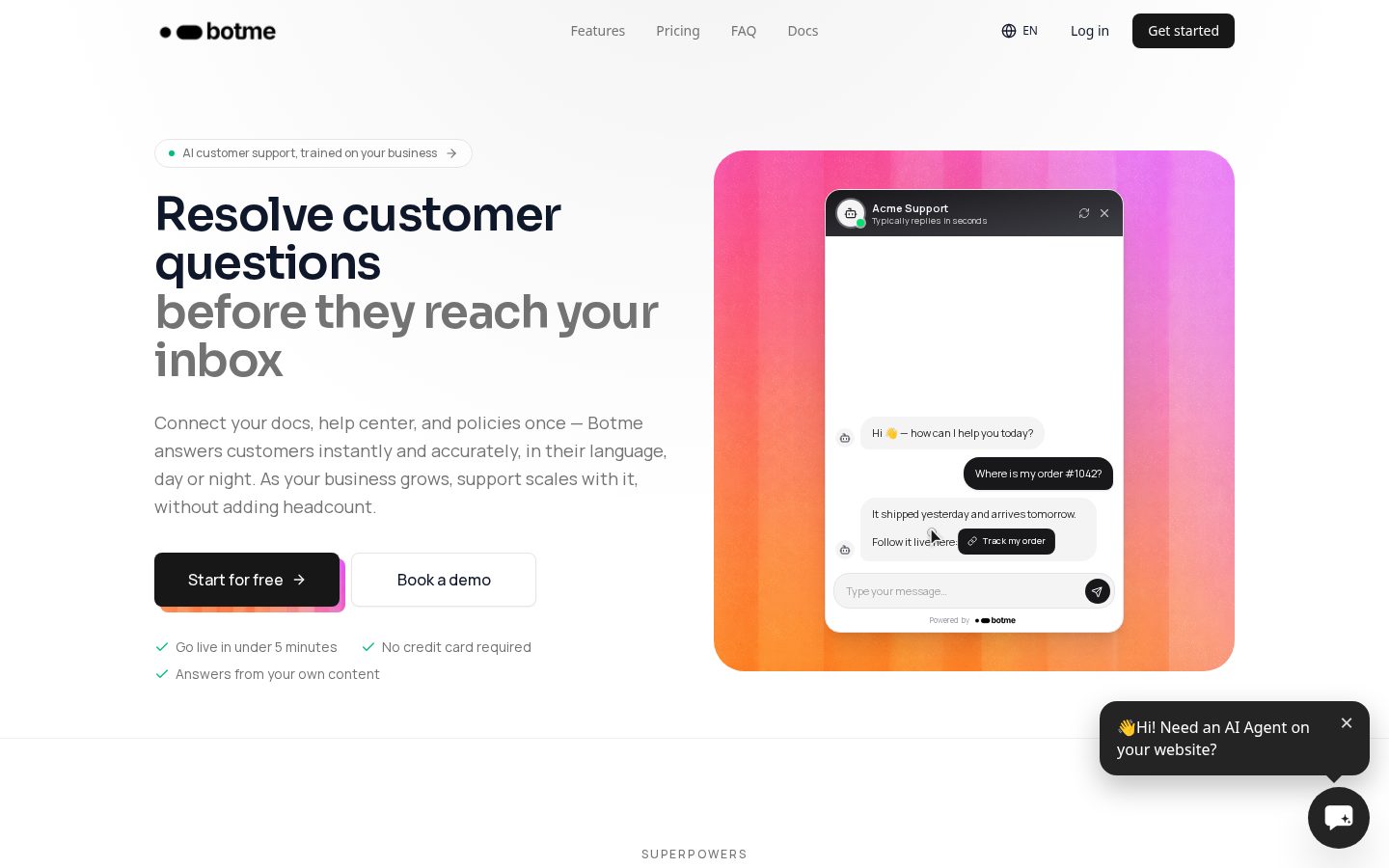 BotMe Homepage