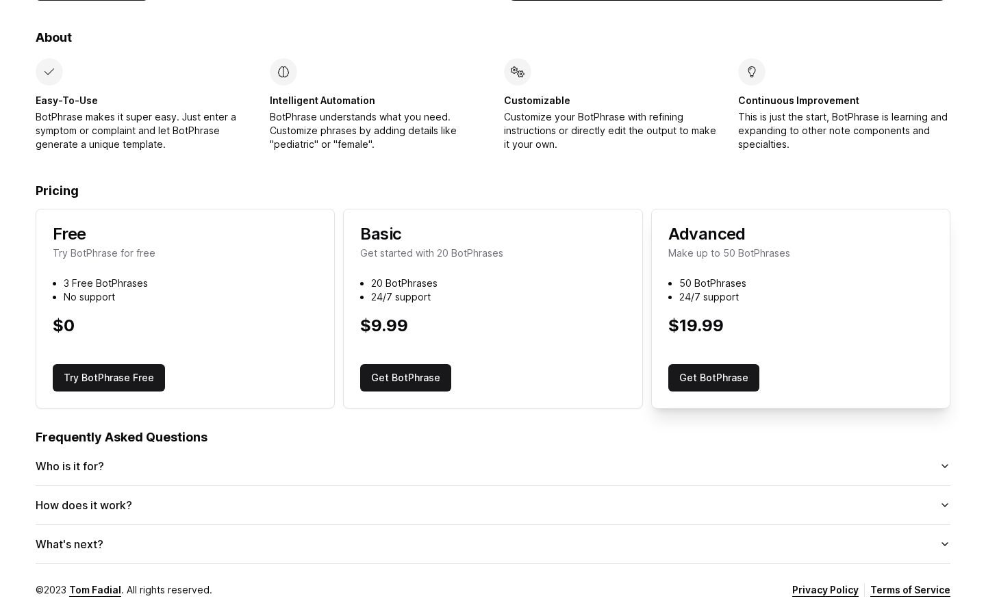 BotPhrase Pricing