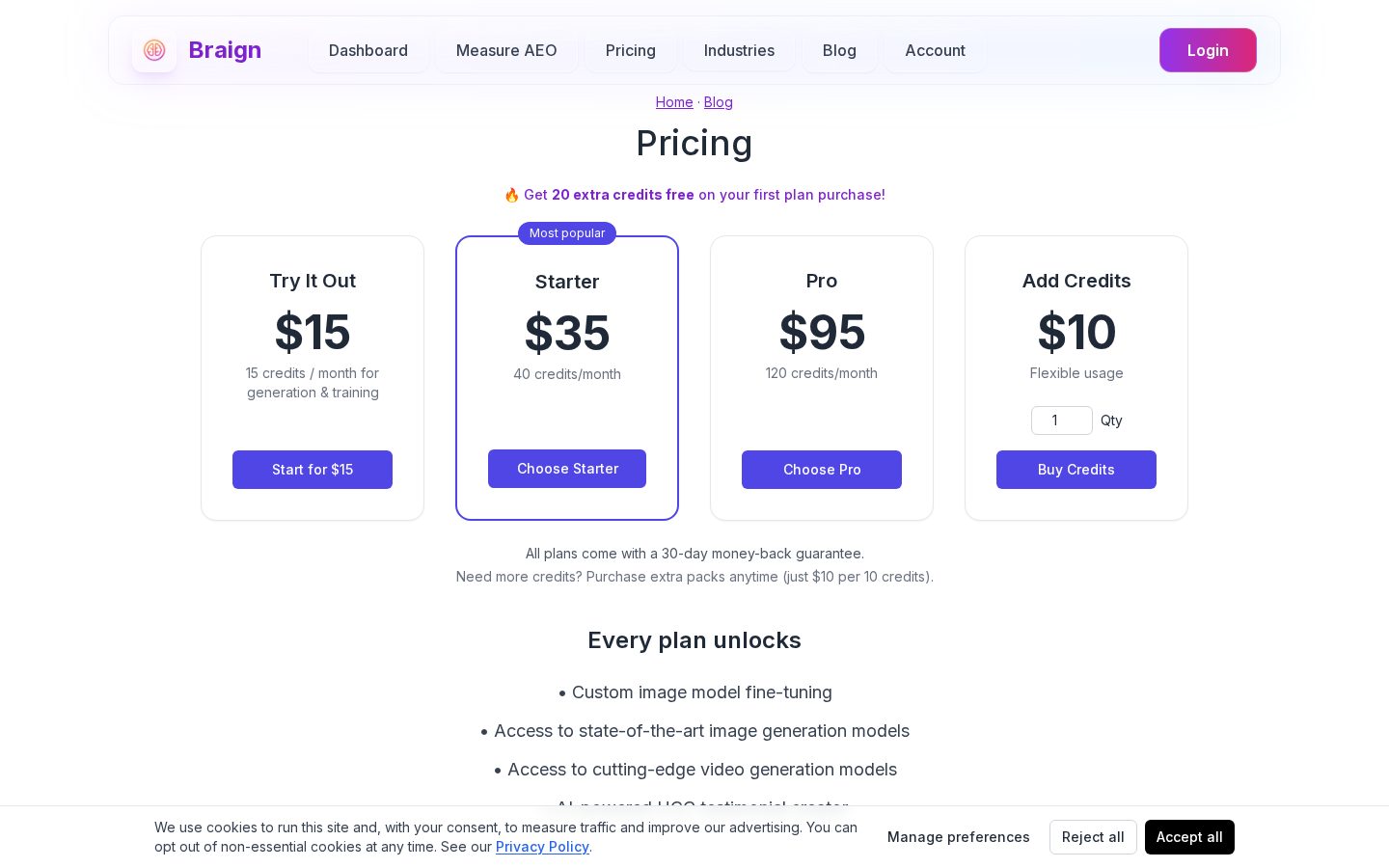 Braign Pricing