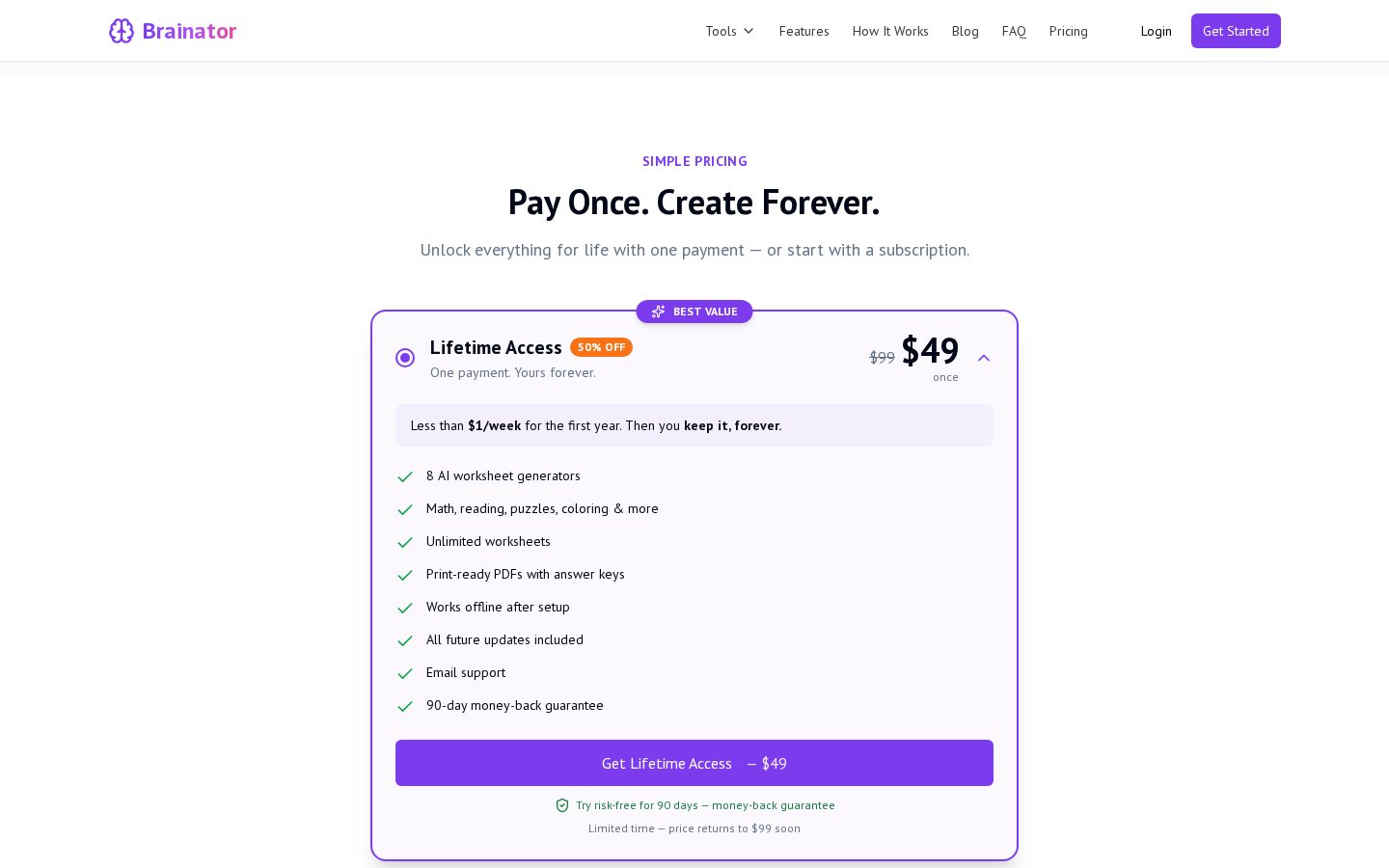 Brainator Pricing