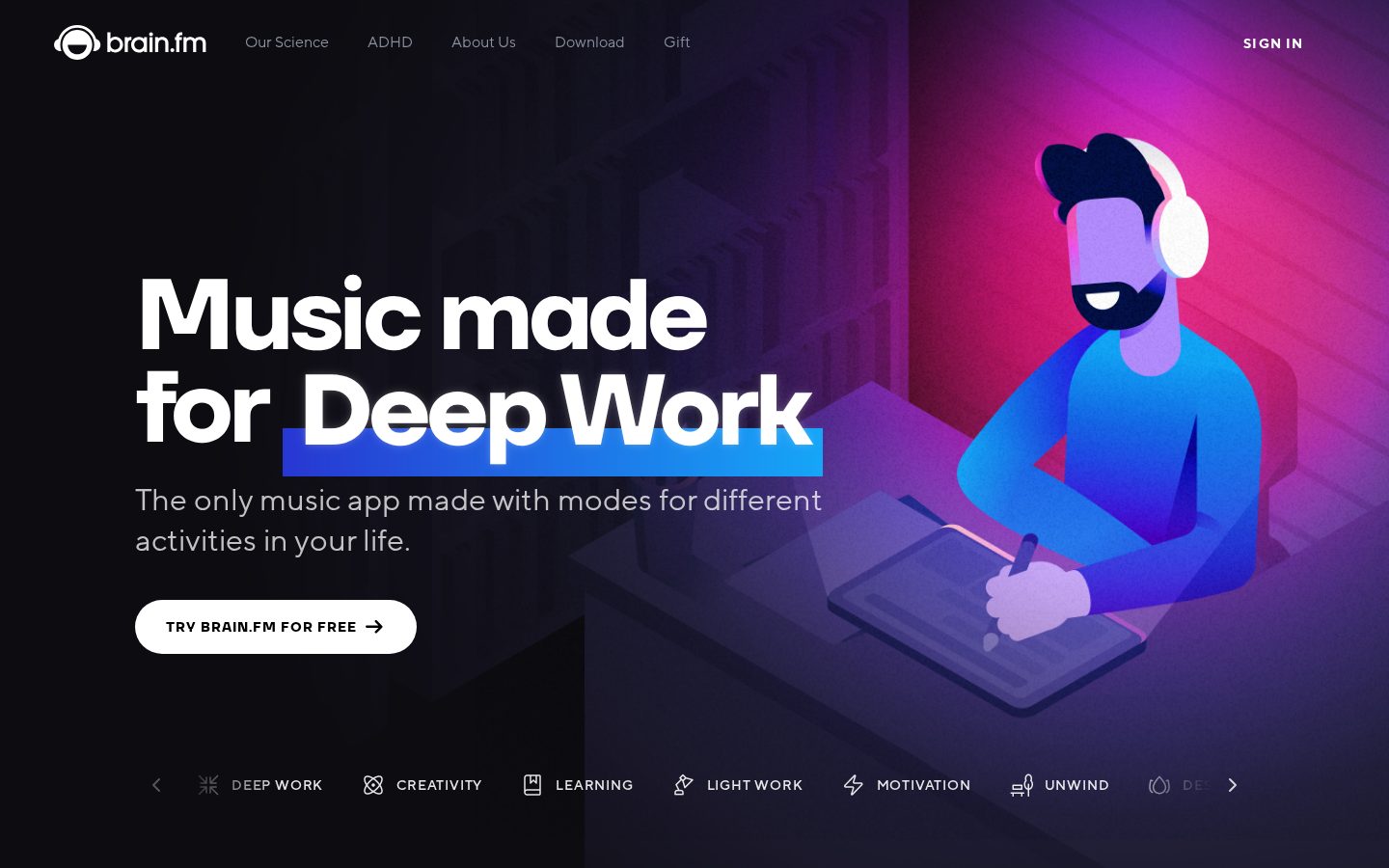Brain.fm Homepage