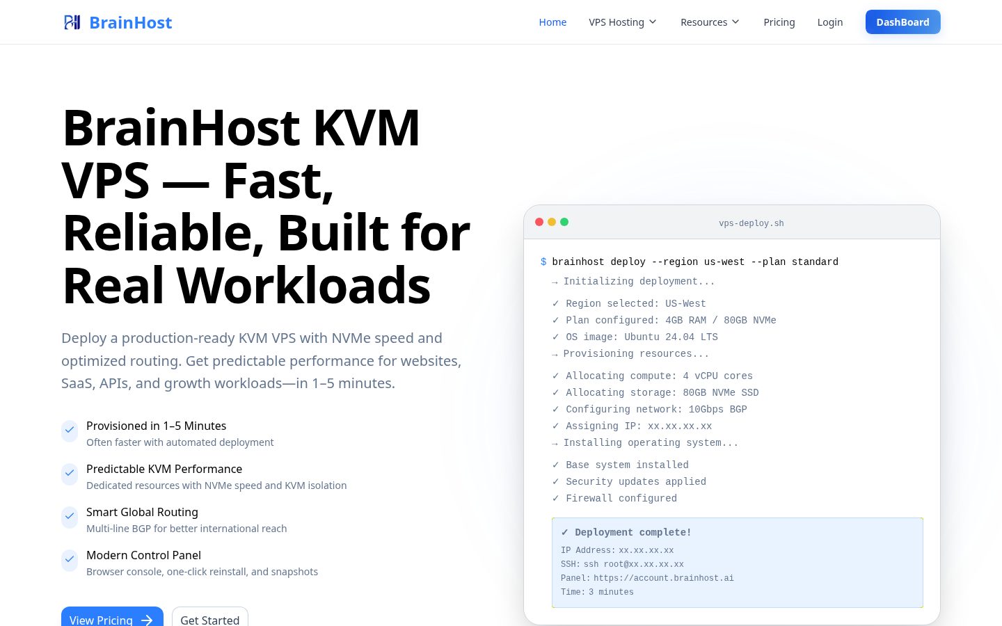 BrainHost Homepage