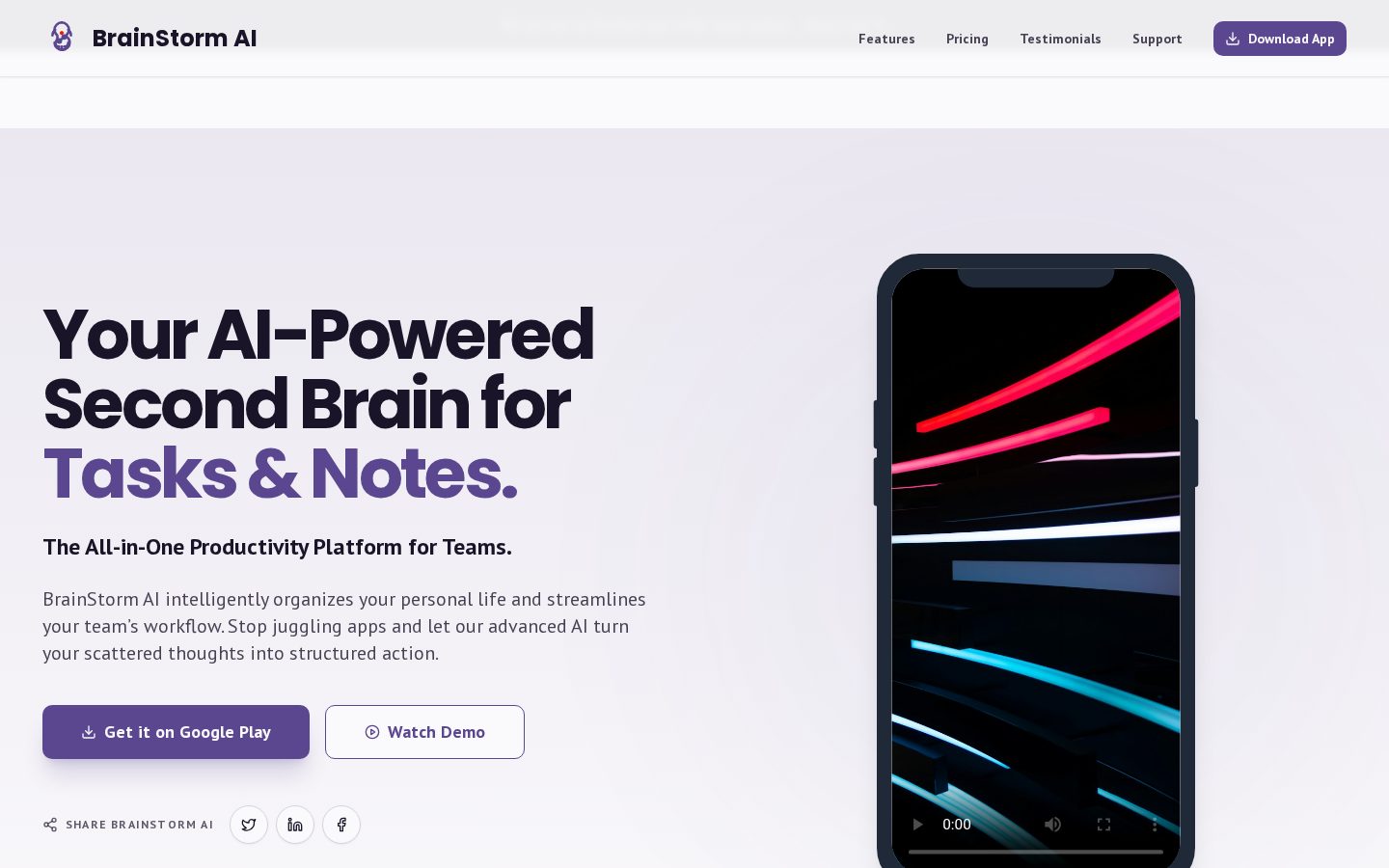 BrainStorm AI Homepage