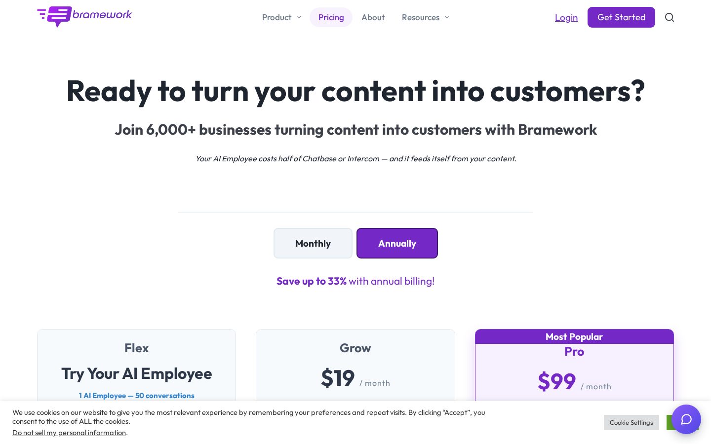 Bramework Pricing
