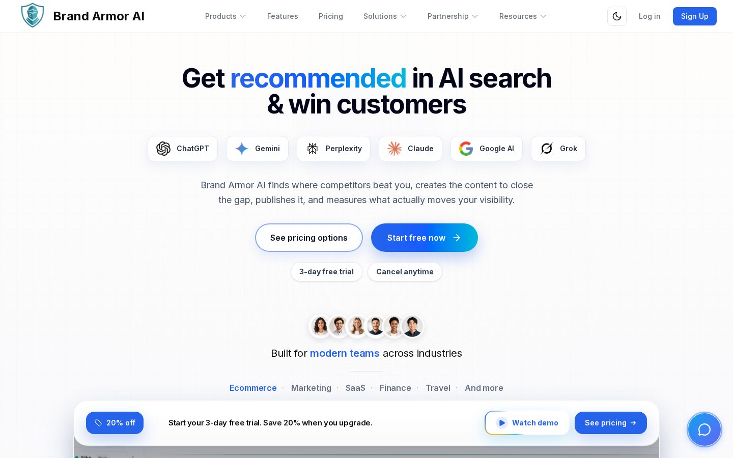 Brand Armor AI Homepage