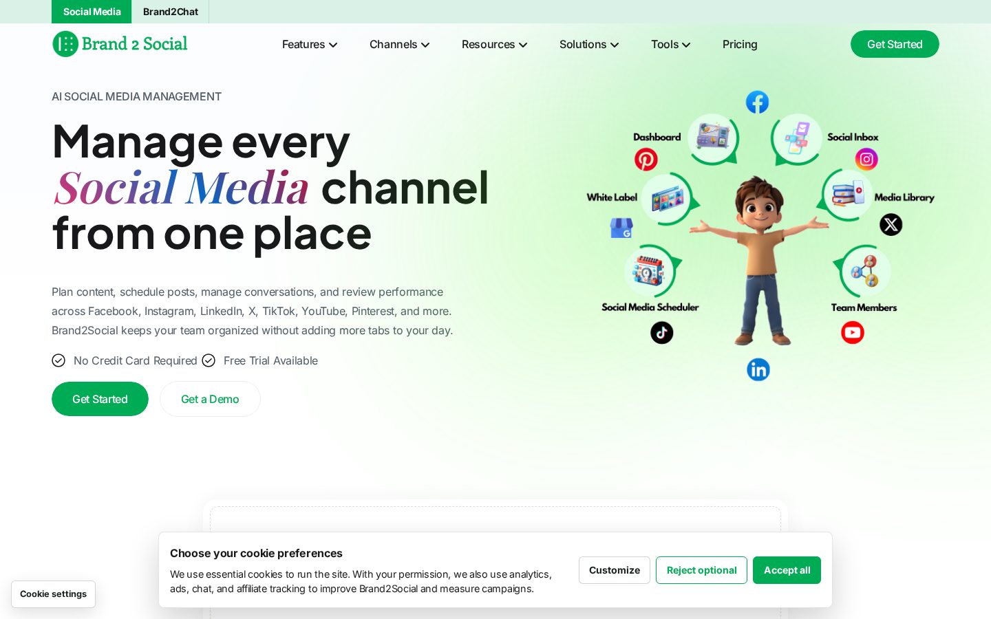 Brand2Social Homepage