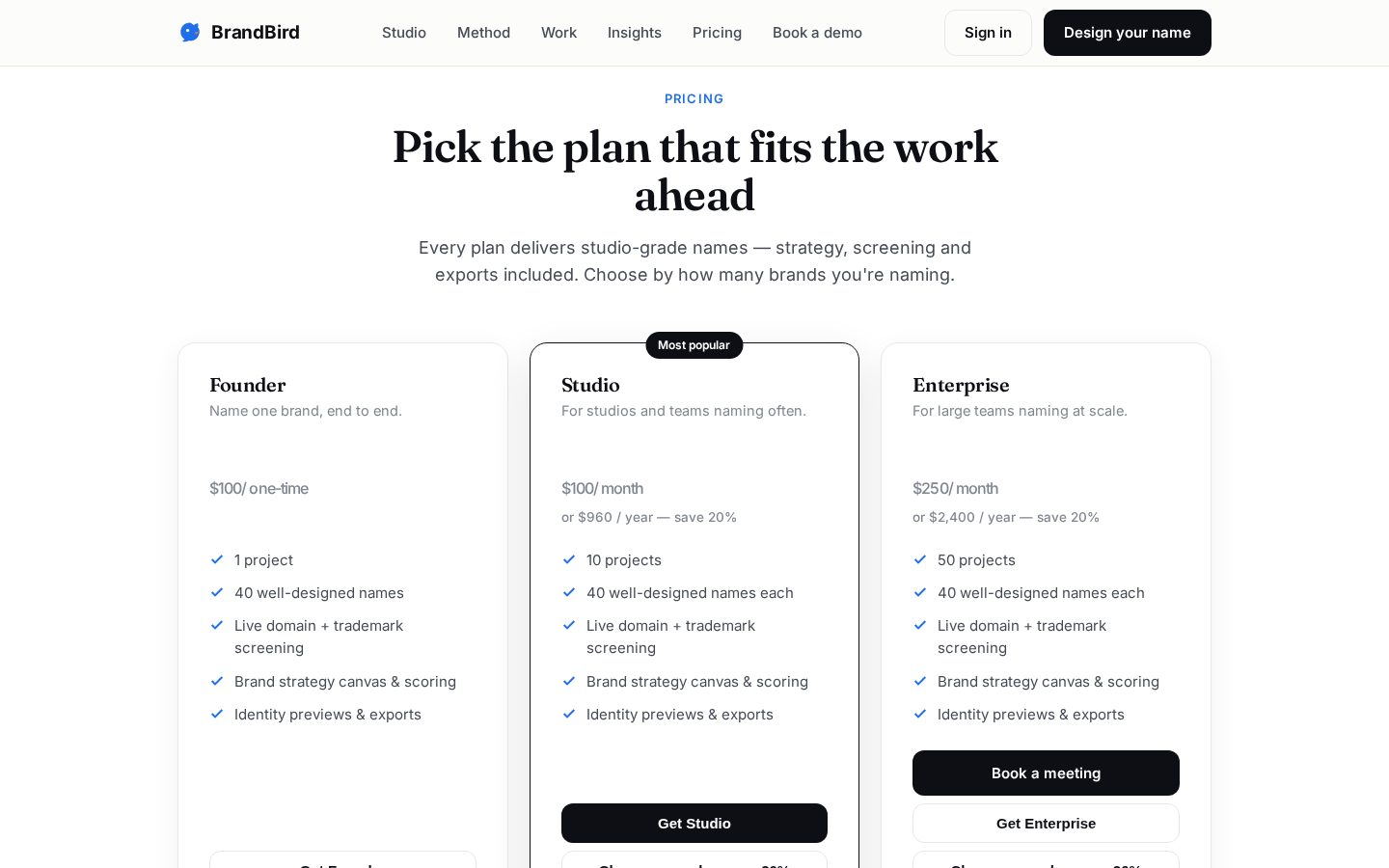 BrandBird Pricing