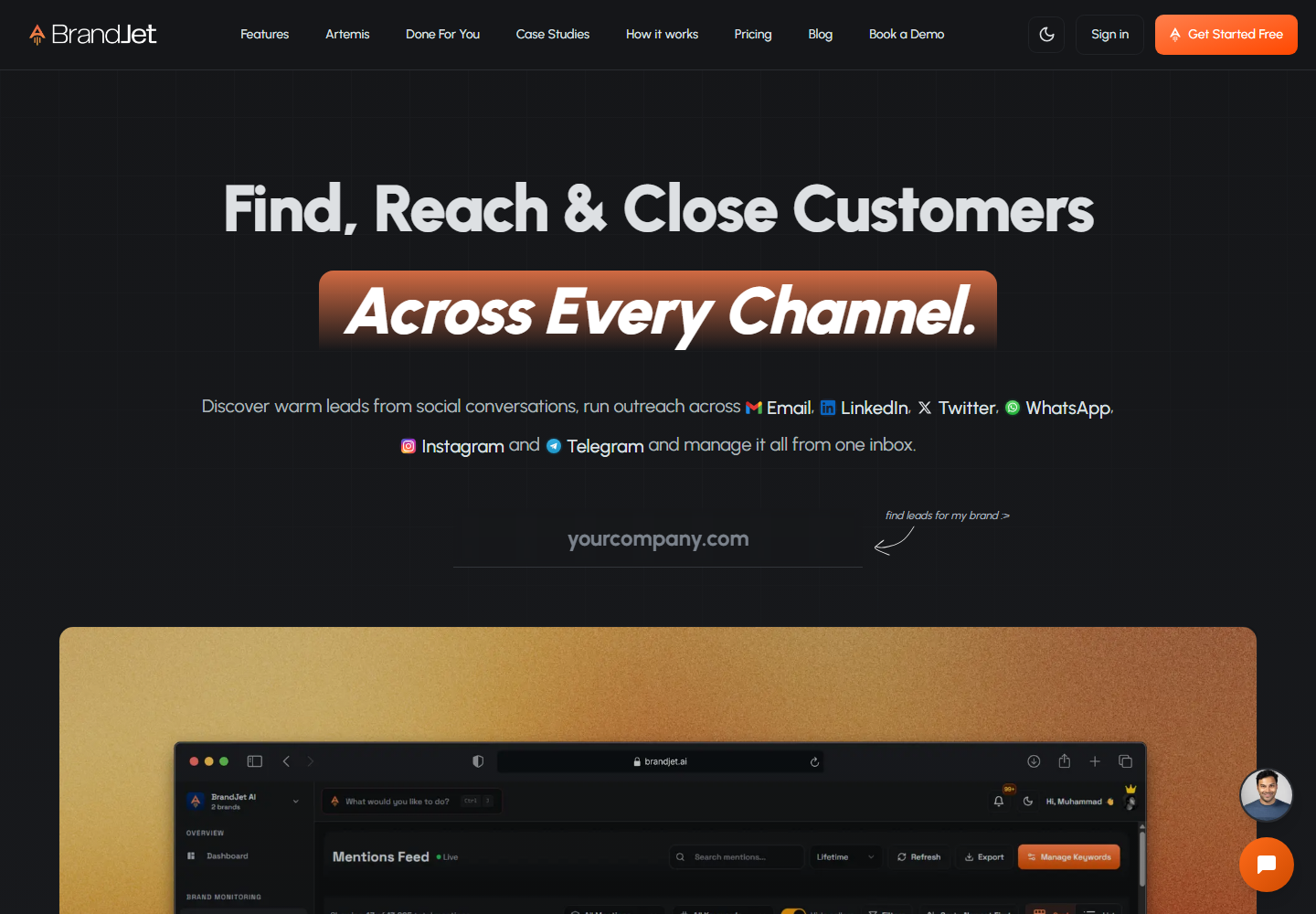 BrandJet AI homepage