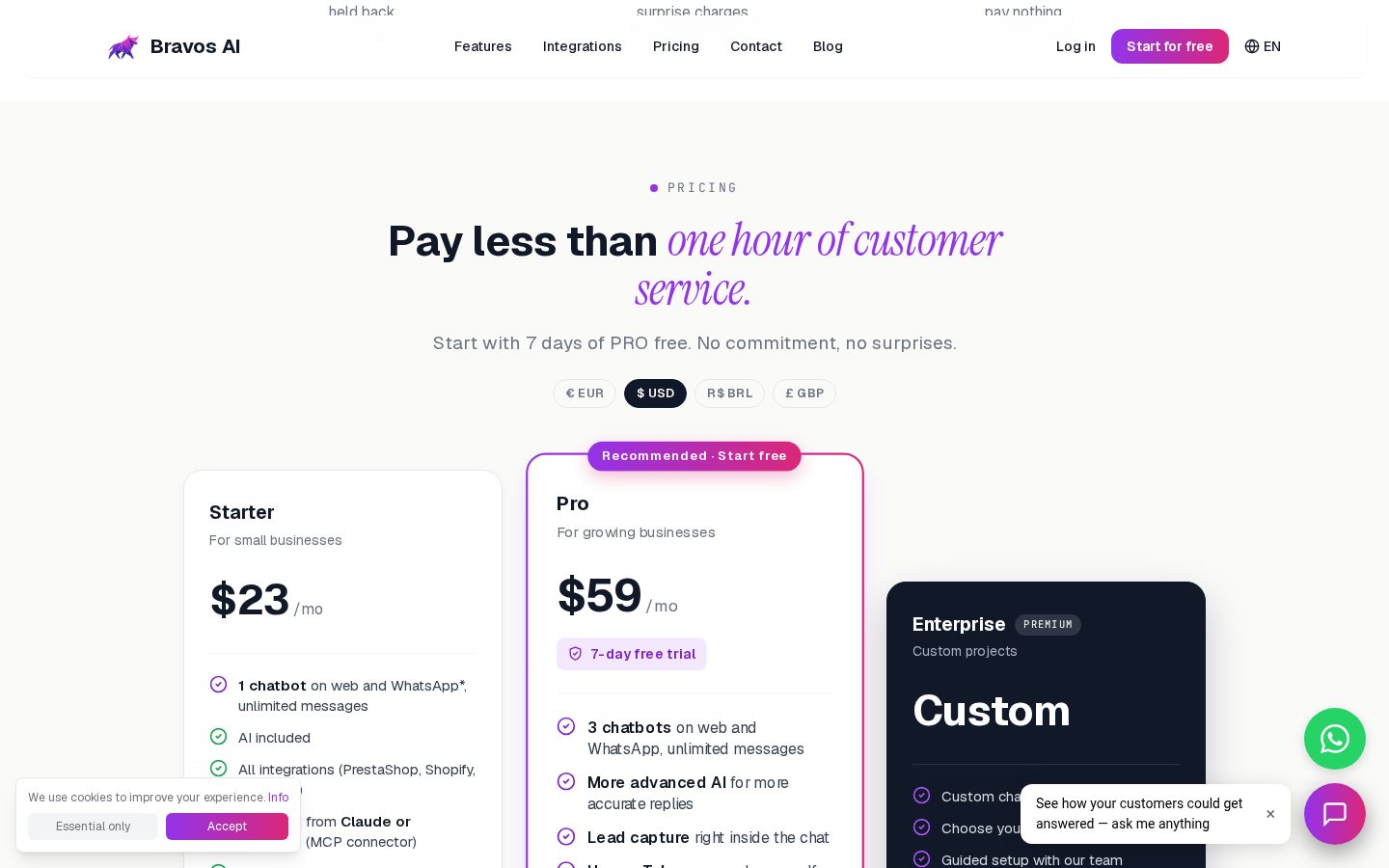 Bravos AI Pricing