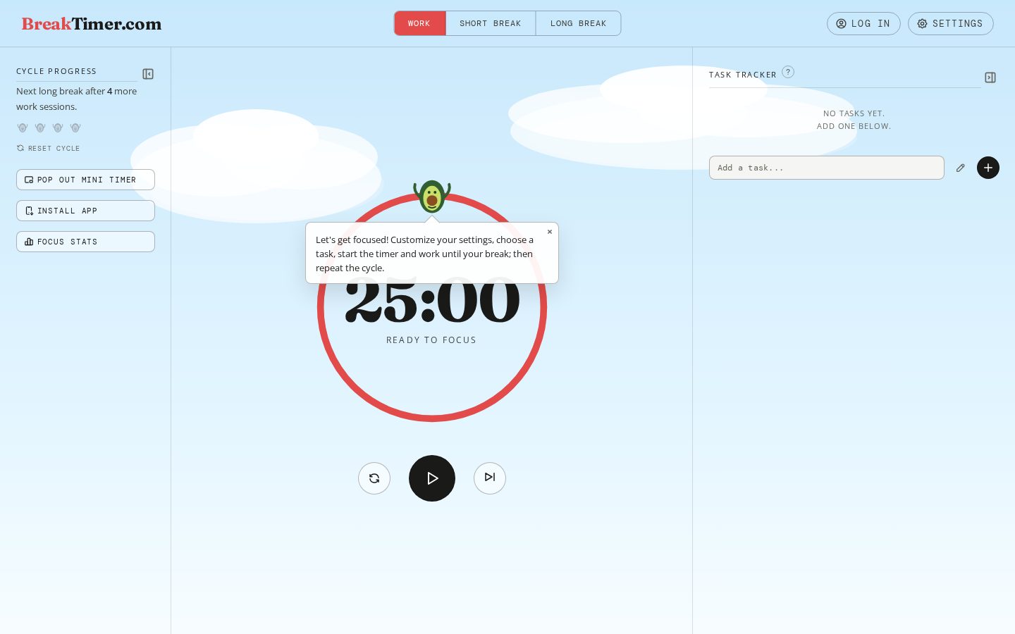 Break Timer Homepage