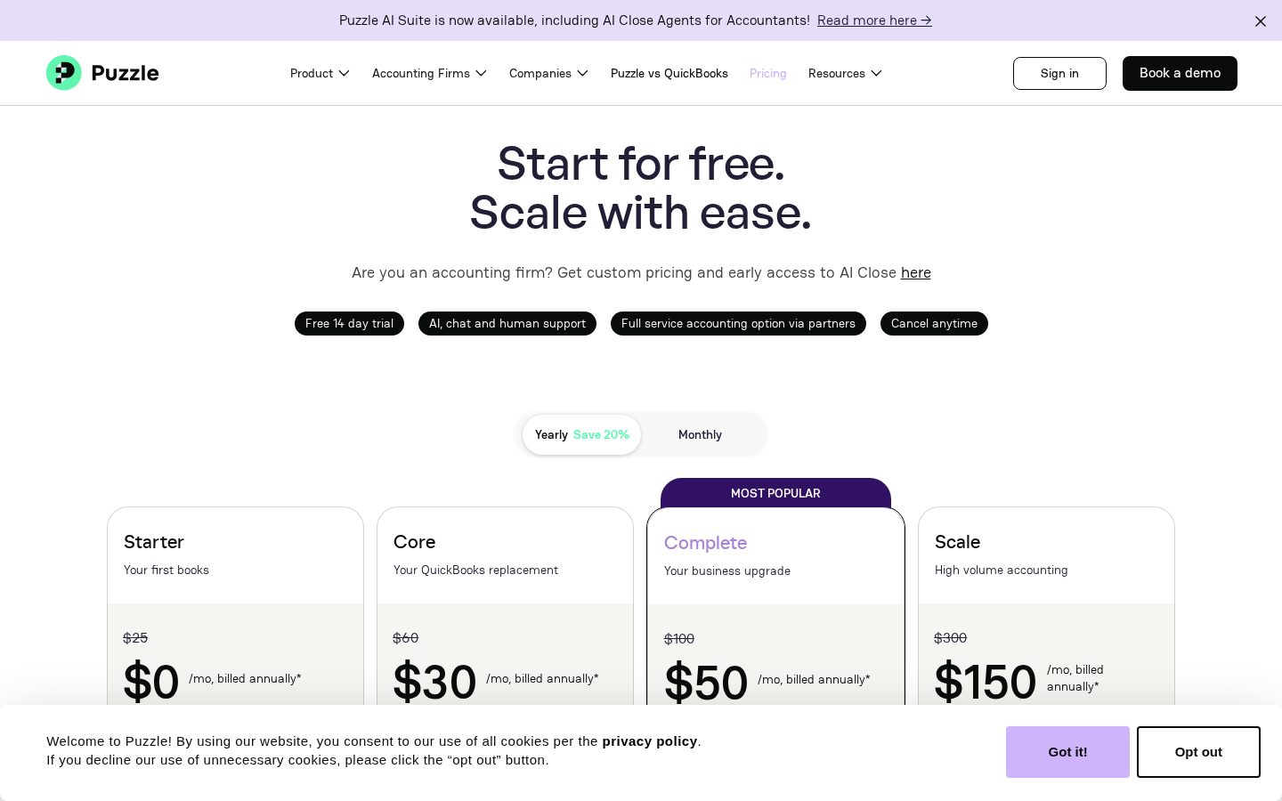 Brex 1-Click Accounting by Puzzle's API Pricing