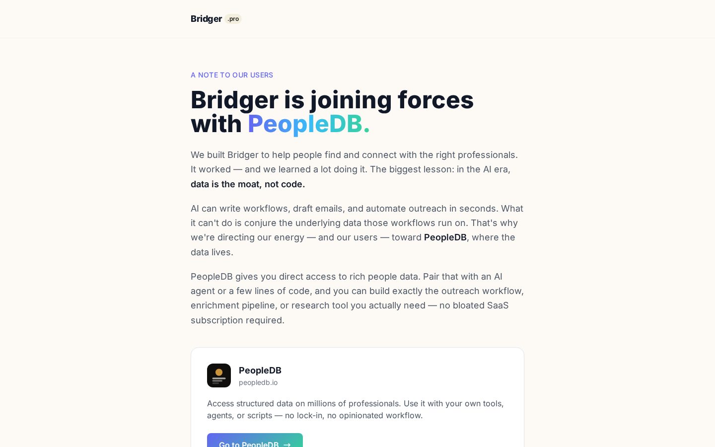 Bridger.pro Homepage