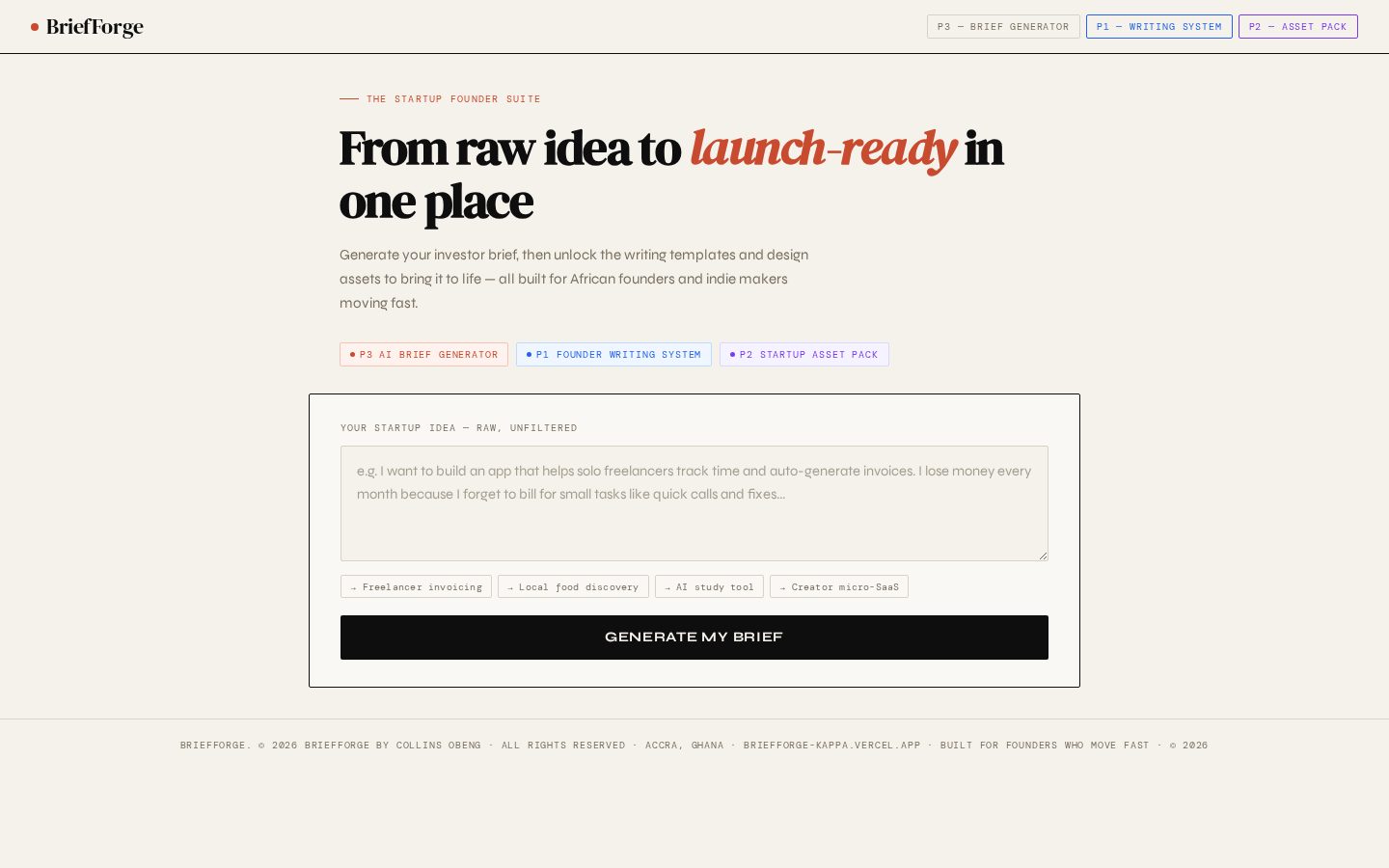 BriefForge Homepage