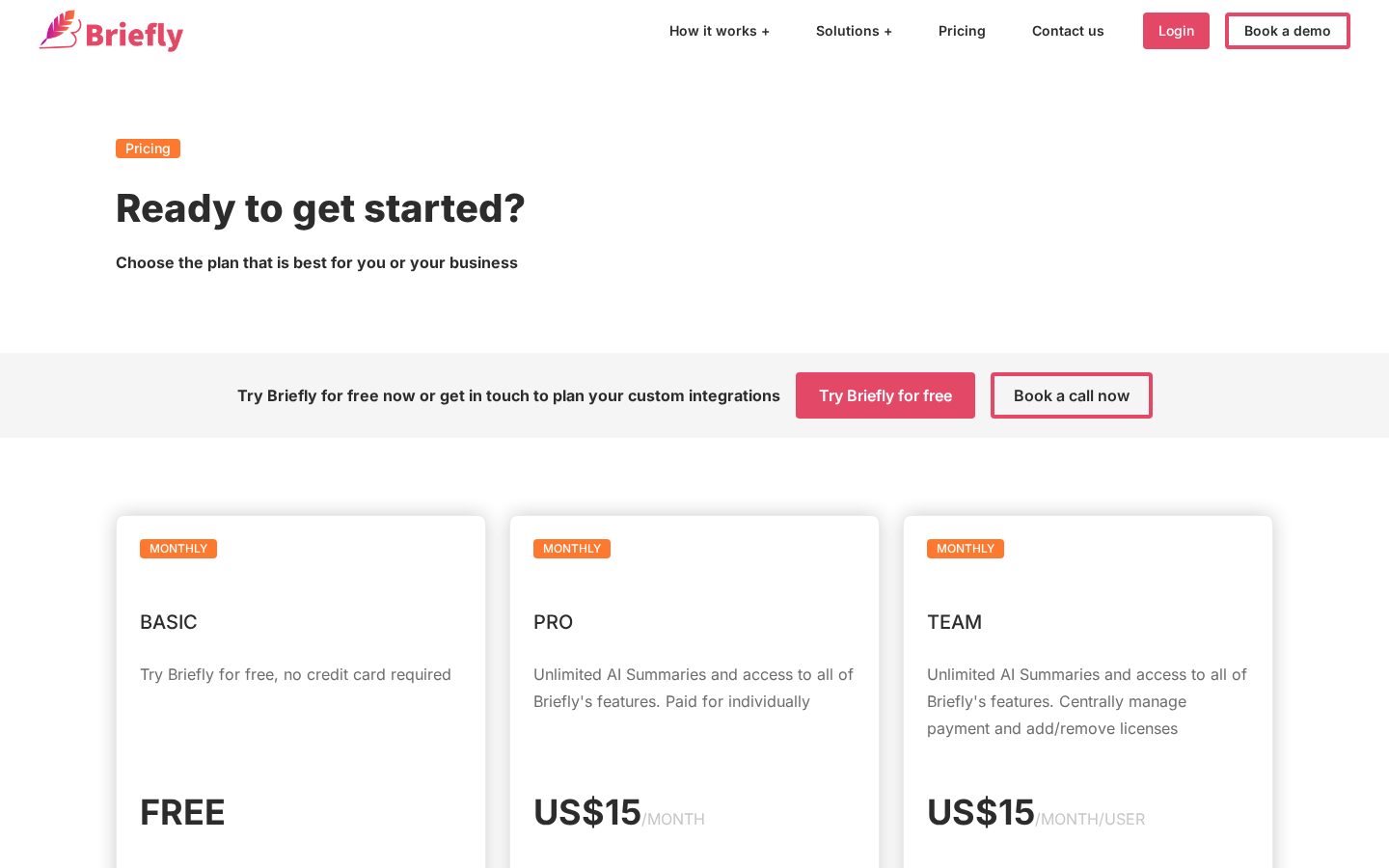 BrieflyAI Pricing