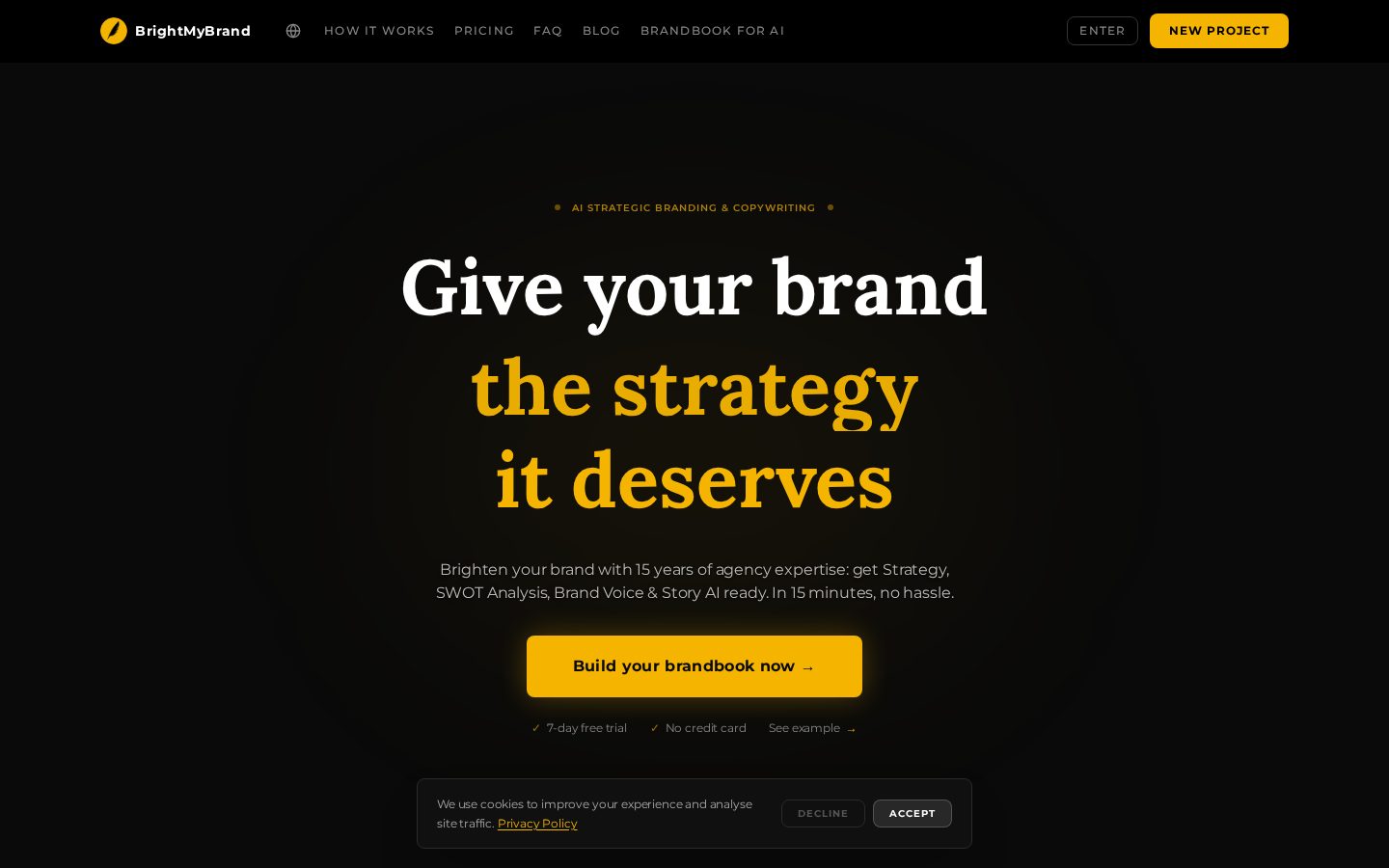 Bright My Brand Homepage