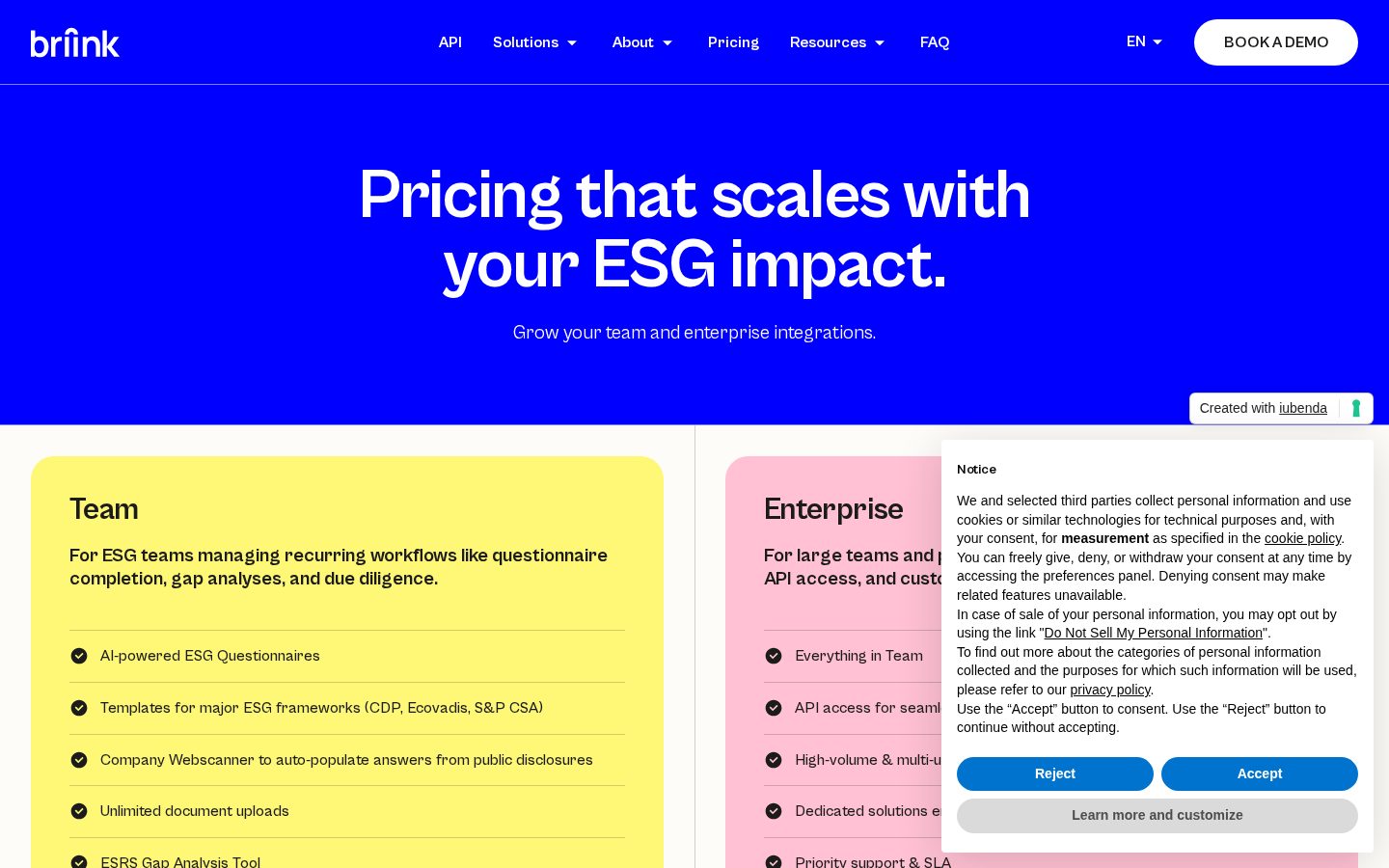 Briink Pricing