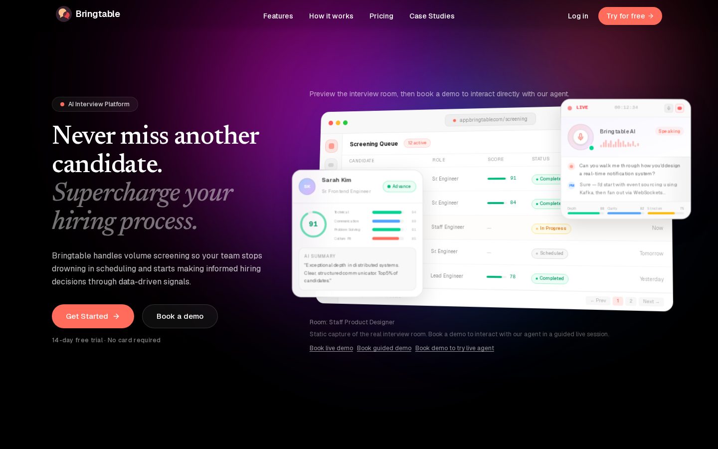 Bringtable Homepage