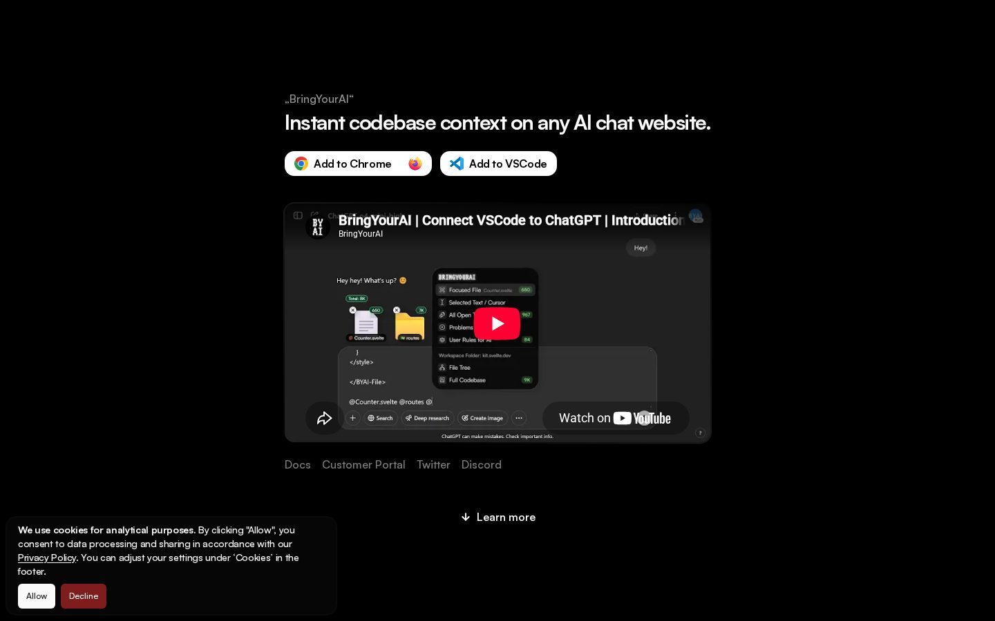 BringYourAI Homepage