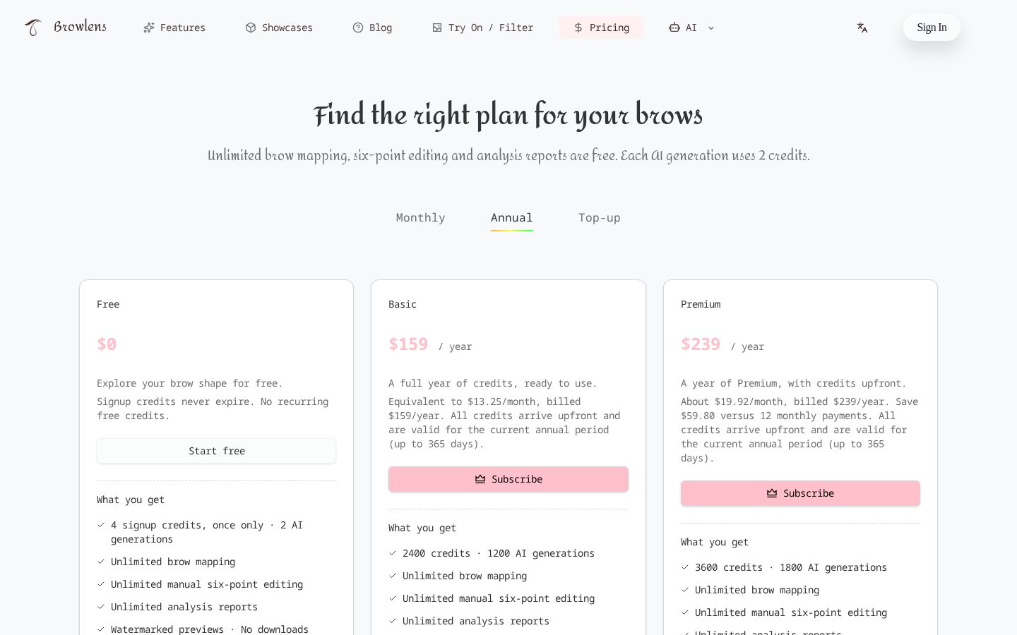 Browlens Pricing