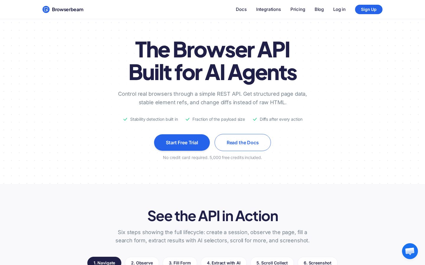 Browserbeam Homepage