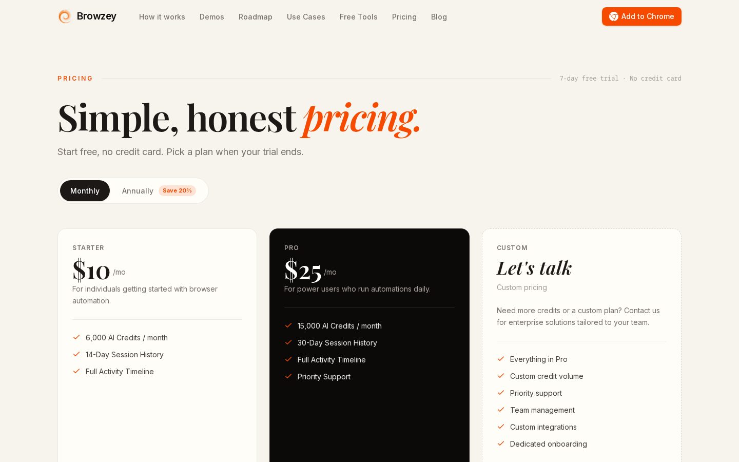 Browzey Pricing