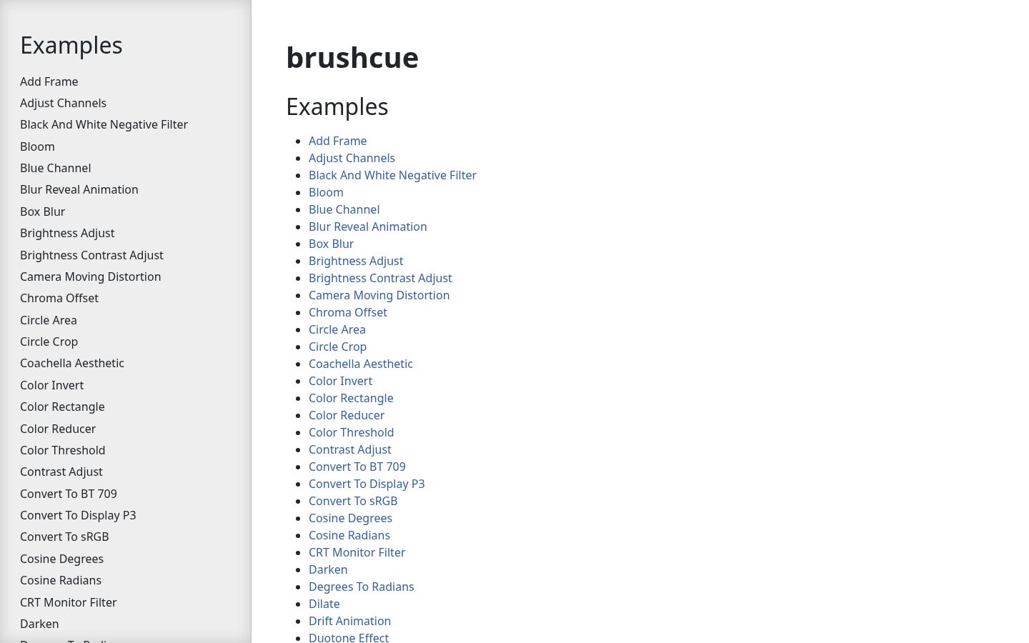 BrushCue Python API Homepage