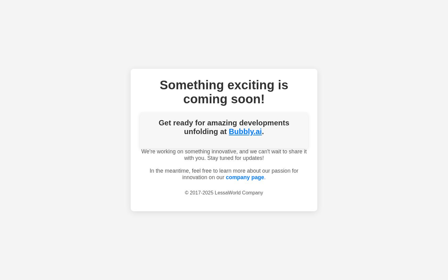 Bubbly AI Homepage