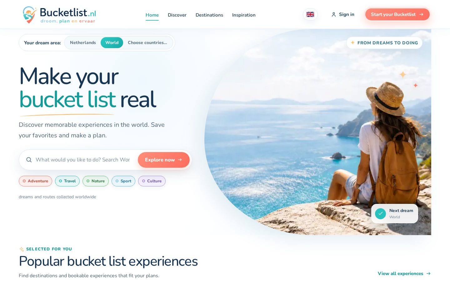 Bucketlist.nl Homepage