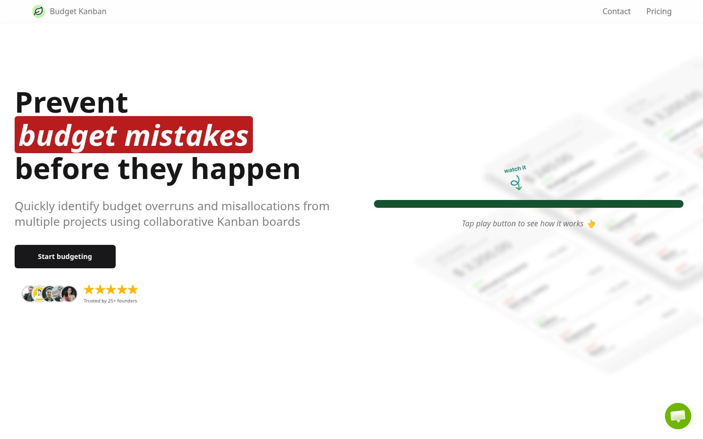 Budget Kanban Homepage