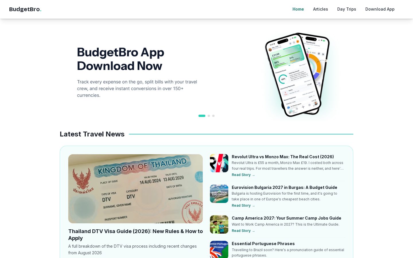 BudgetBro Homepage