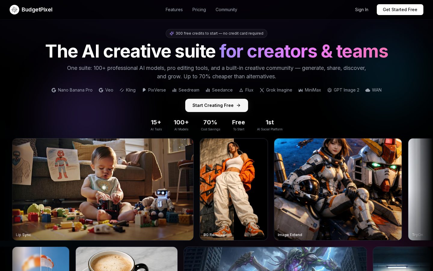 BudgetPixel AI Homepage
