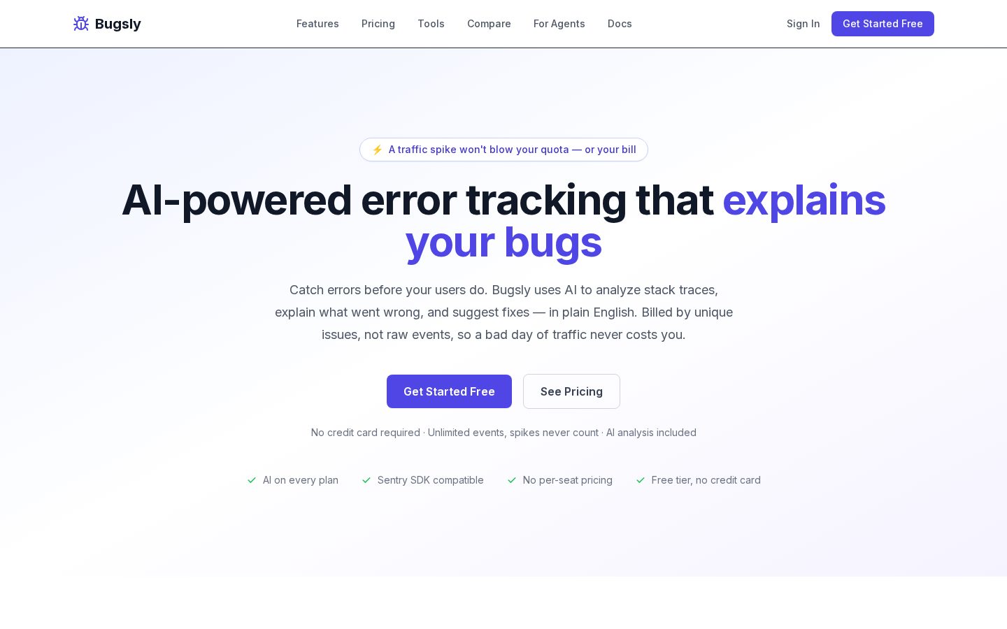 Bugsly Homepage