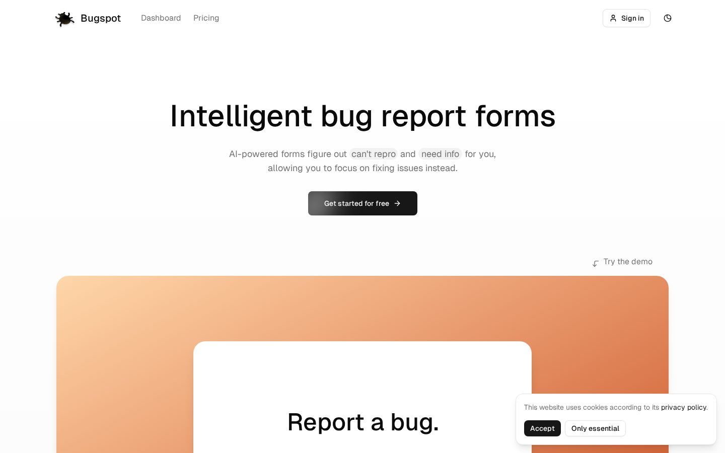 Bugspot Homepage