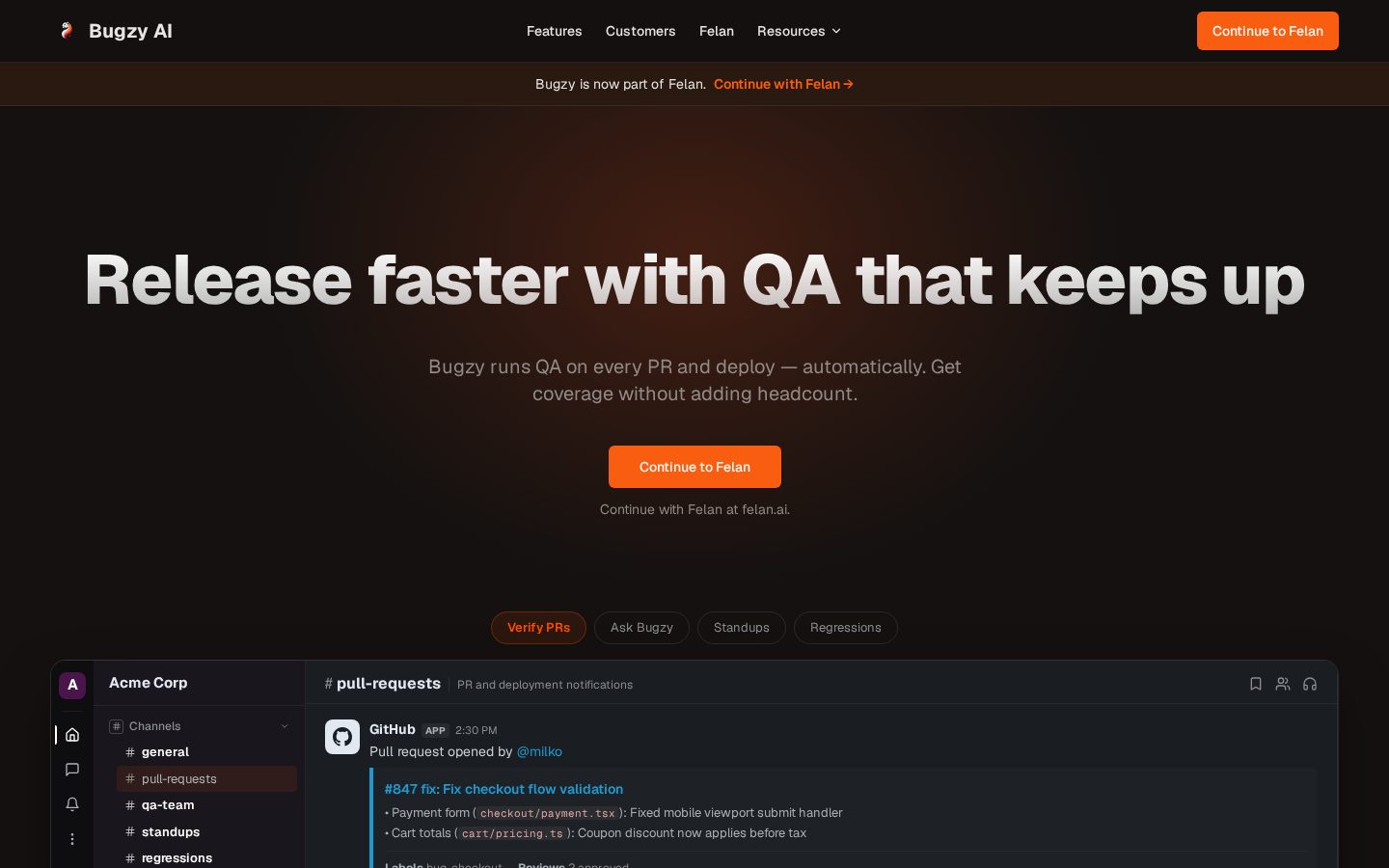 Bugzy AI Homepage