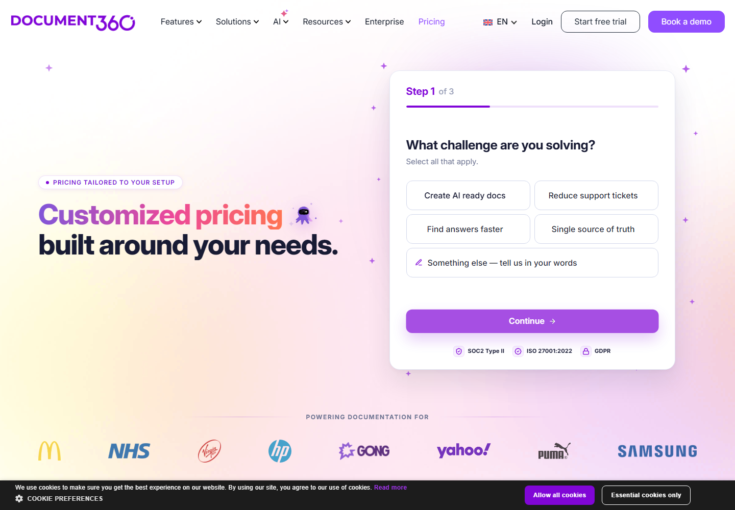 Build Intelligent Documentation with AI Knowledge Base Software pricing