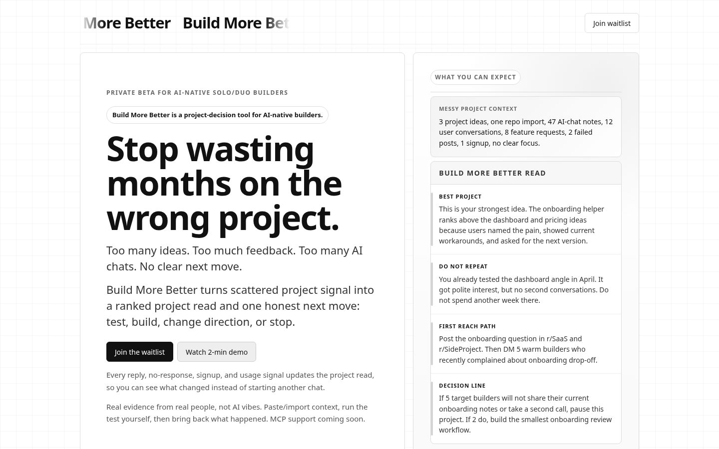 Build More Better Homepage