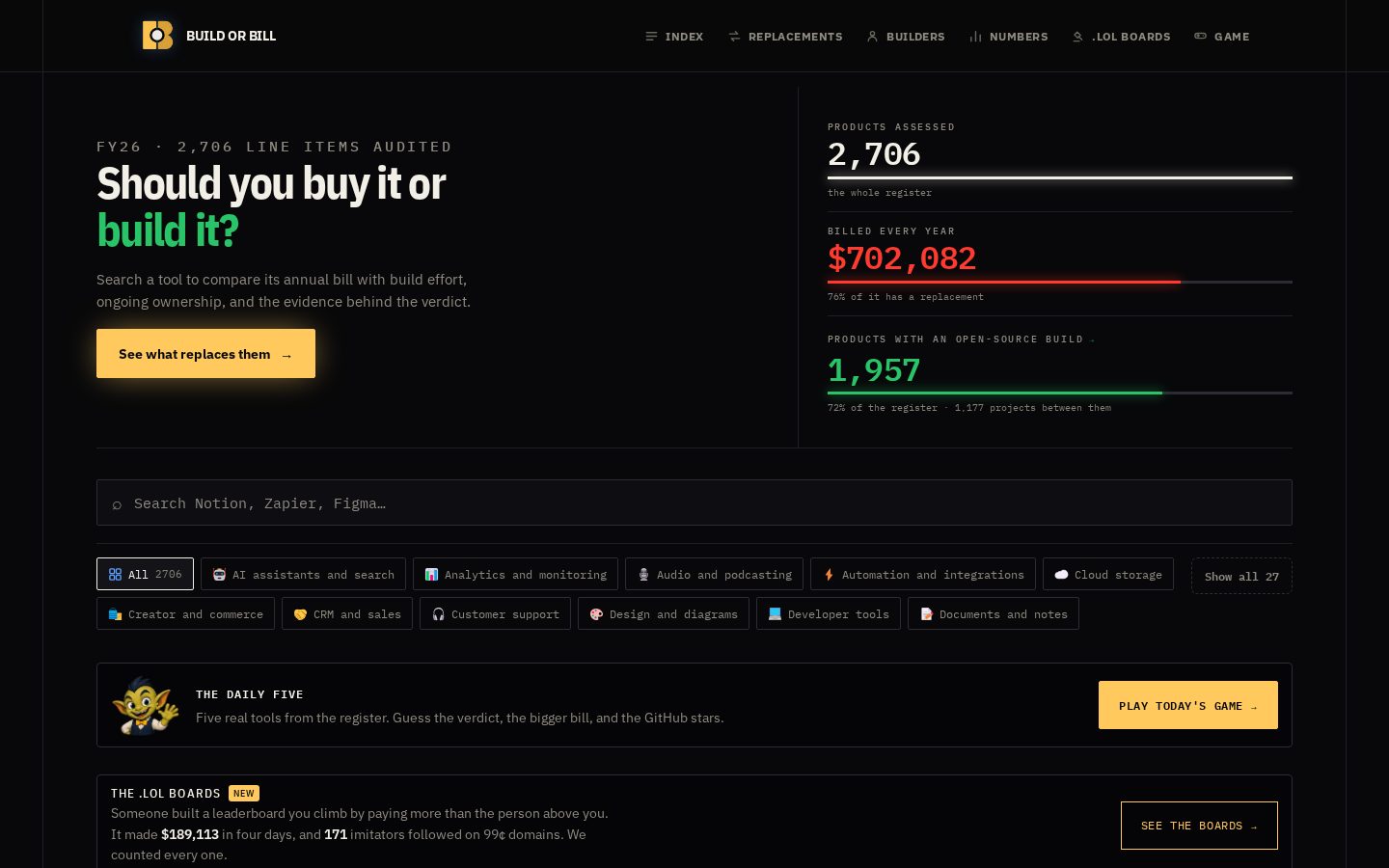 Build or Bill Homepage